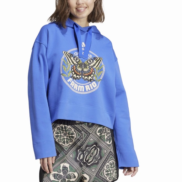 FARM Rio Tops - FARM Rio Move Like A Butterfly Blue Adidas Moletom